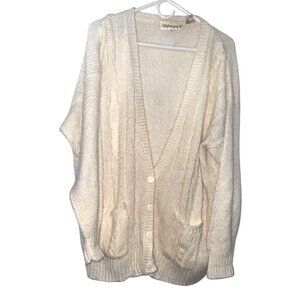 Vintage Silvercord II Cream Cardigan Sweater With Pockets & Button Closure 100%